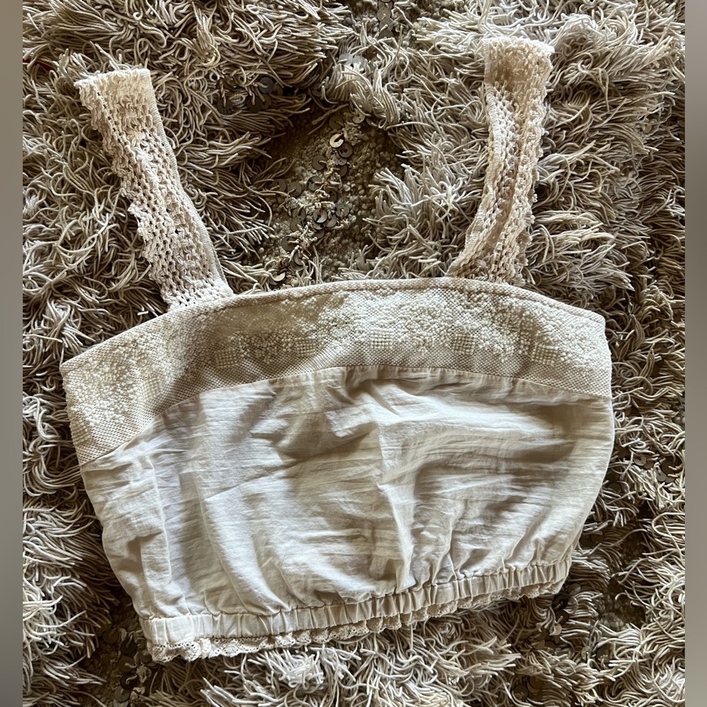 Vintage Style AE Lace and Cotton Crop Top